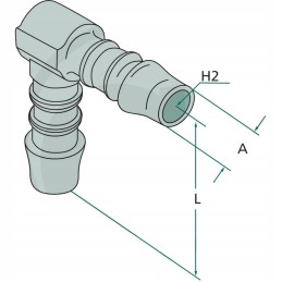 90° alkūnė su 2x PVC žarnos jungtimi