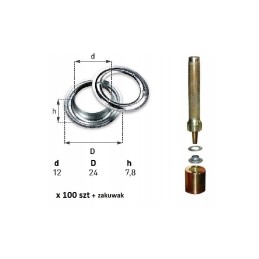 100 vnt kilpelių tentui skersmuo 12 mm