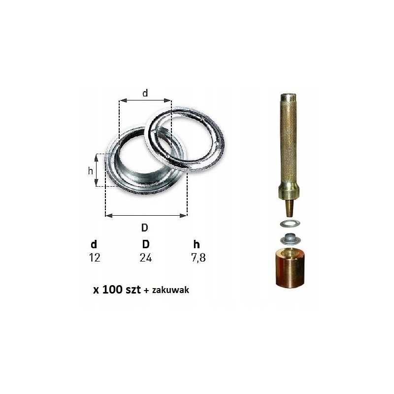 100 vnt kilpelių tentui skersmuo 12 mm