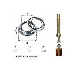 100 vnt ąselių fi20 gofruotam brezentui