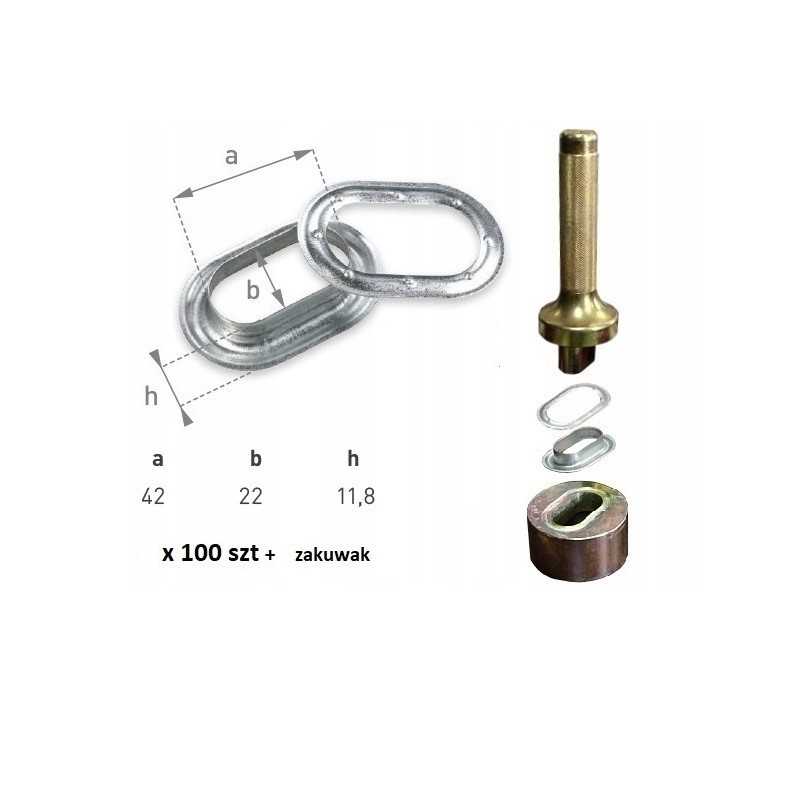 100 kilpelių 42x22 gofruotam brezentui