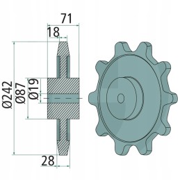 Kettenrad oe242 10 dantų 70 grandinės žingsnio