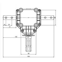 Dviguba kampinė barstytuvo pavara