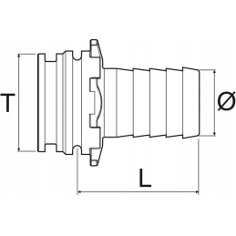 Išorinės žarnos jungtis suapvalinta 25 mm