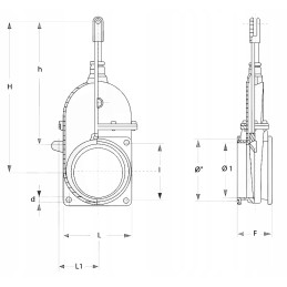 Peilio sklendė 4 su flanšu ir vidiniu sriegiu