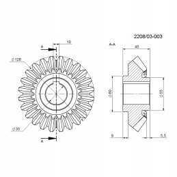 Barstytuvo dėžės kūginė pavara 2208030030 su 24