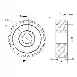 Barstytuvo dėžės ratas su 44 2208030070