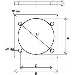 Kvadratinis plieninis flanšas 160 mm