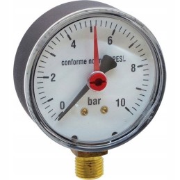 Slėgio matuoklis 0 10 barų apatinė jungtis 1 4