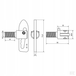 Brezento skląstis m12 x 25 mm skersmuo 19 mm