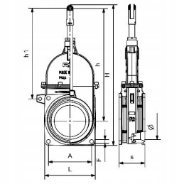 4 colių cilindrinis vožtuvas su grioveliu, dviem 110 mm flanšais