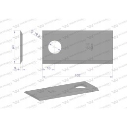 Rotacinis vejapjovės peilis 102x48x3mm naudojimui