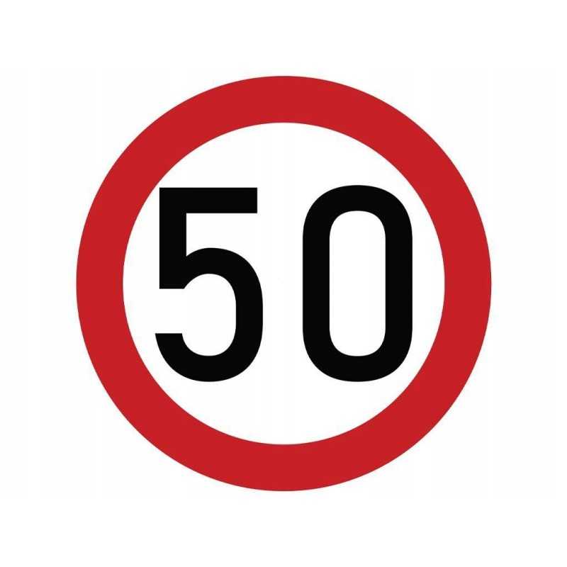 Laminuotas lipdukas greičio apribojimas 50 km h raudonas