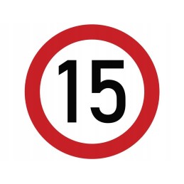 Laminuotas lipdukas greičio apribojimas 15 km h raudonas
