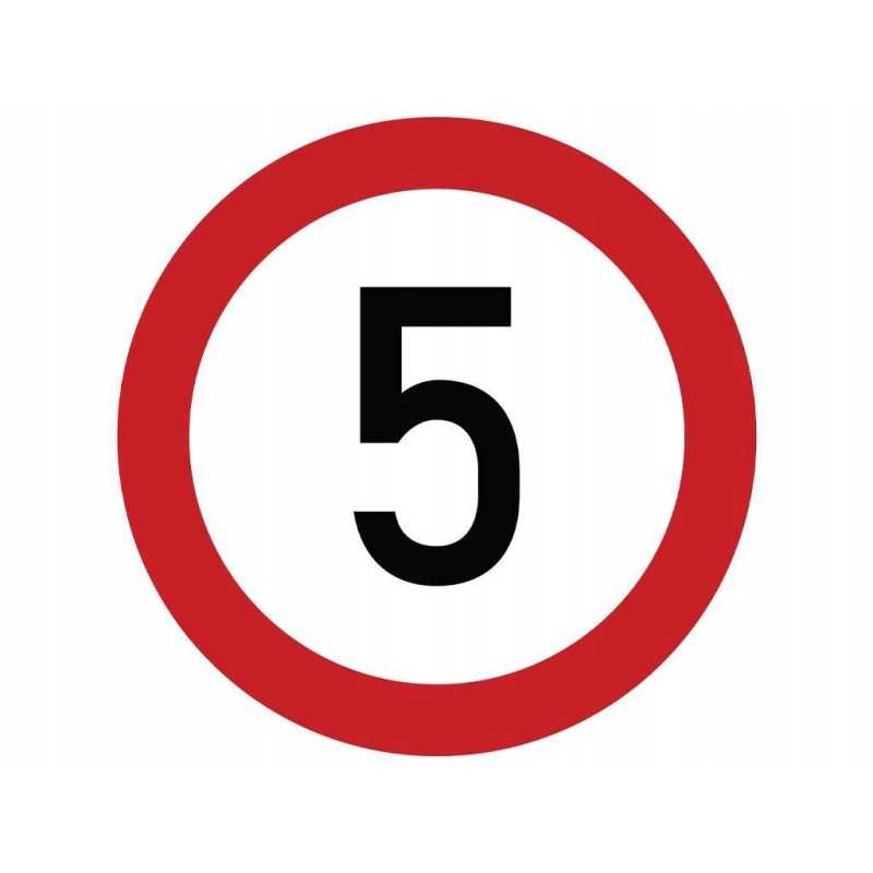 Laminuotas lipdukas, greičio apribojimas 5 km h, raudonas