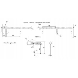 Grandinė 20 l 25 mm, varžtais, 1 ašies barstytuvas