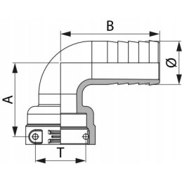 Žarnos jungtis 25 mm 90 t5 arag skirstytuvas