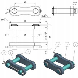 Grandinės jungtis 12x80 9t