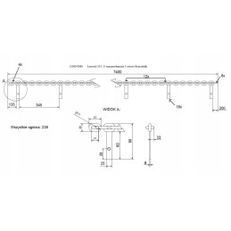 Grandinė 20 l 25 mm, varžtais, 1 ašies barstytuvas