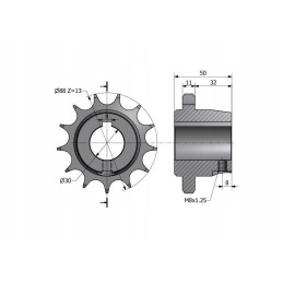 Ratas su 13 3 4 fi 30 motogeneric barstytuvu