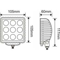 Kvadratinė LED darbo lempa 27w 500lm mėlyna