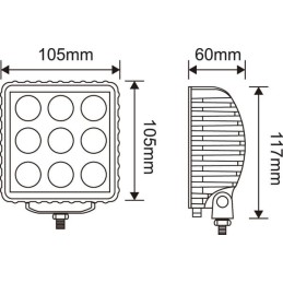 Kvadratinė LED darbo lempa 27w 500lm mėlyna su