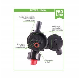 Triguba purkštuvo galvutė su 20 mm vamzdžiu