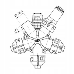 Penkių padėčių purkštuvo galvutė 25 mm vamzdžiui