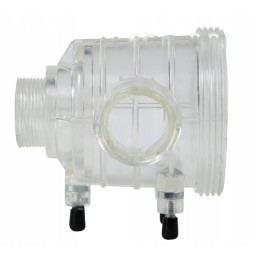 Apatinis siurbimo filtro korpusas yra skaidraus tipo