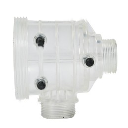 Apatinis siurbimo filtro korpusas yra skaidraus tipo