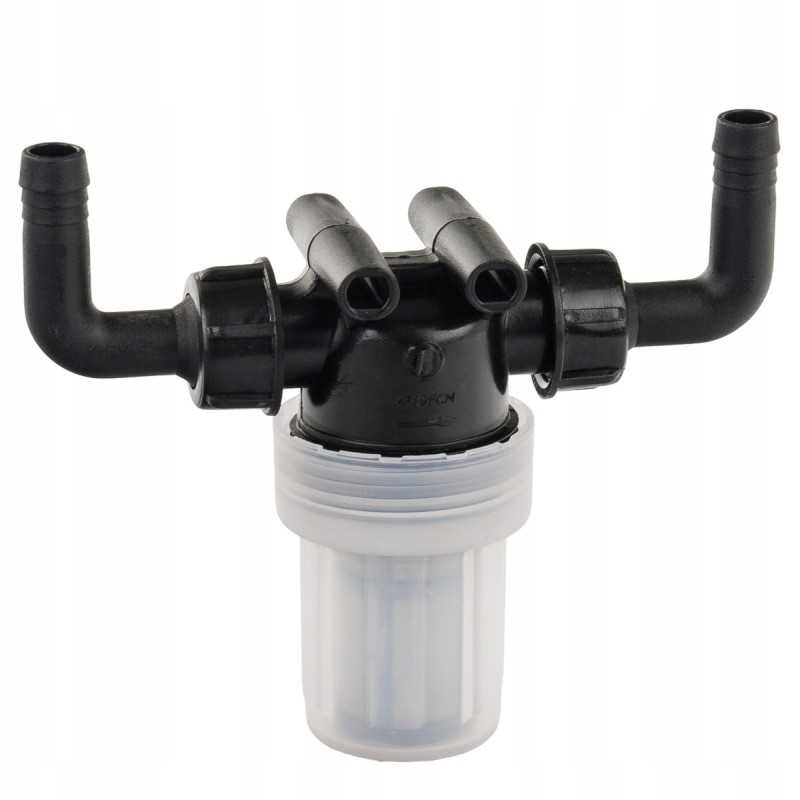 Linijinis filtras purškimo vamzdžiams su 90° alkūnėmis