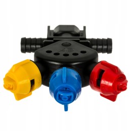 Praleidžiamoji purkštuvo galvutė su rau purkštukais