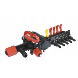 Skirstytuvas, 5 sekcijų purkštuvo vožtuvas, manometras