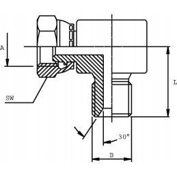 Kampinė jungtis, išorinis ir vidinis sriegis