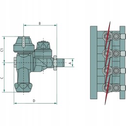 Purkštuvo tvirtinimas su išoriniu sriegiu ir užraktu