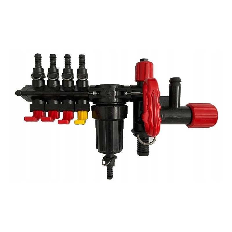 Skirstytuvas, 4 sekcijų vožtuvas, polimerinis purkštuvas