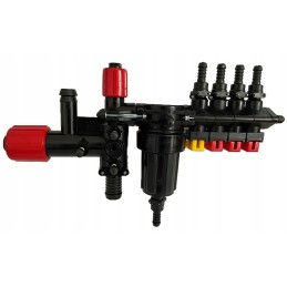 Skirstytuvas, 4 sekcijų vožtuvas, polimerinis purkštuvas