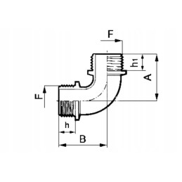 Alkūnė 90 išorinio sriegio išorinis sriegis su žiedais