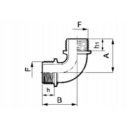 Alkūnė 90 išorinio sriegio išorinis sriegis su žiedais