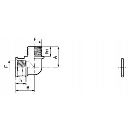 Alkūninis 90 vidinis sriegis vidinis sriegis su žiedais