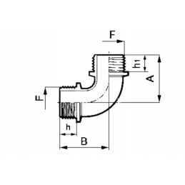 Alkūnė 90 išorinio sriegio išorinis sriegis su žiedais