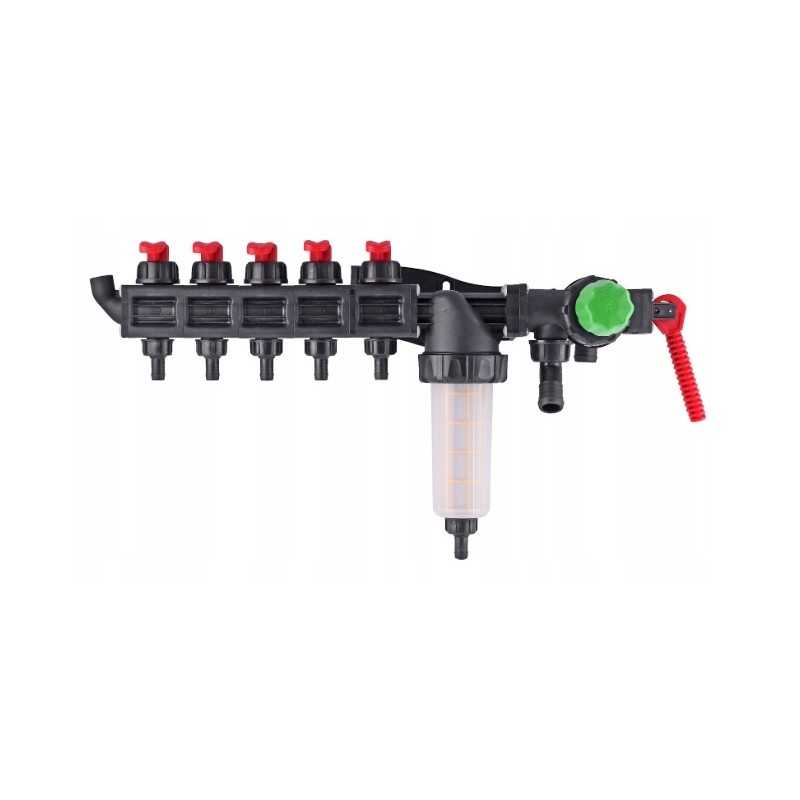 Purkštuvo skirstytuvas, 5 sekcijų vožtuvas