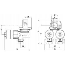 Dvigubas purkštuvo korpusas 25 mm