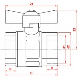Rutulinis vožtuvas ms sparnuotas vidinis sriegis 3 4