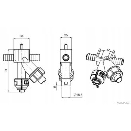 Purkštuvo galinis purkštuvo korpusas tvirtinamas varžtu
