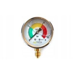 Purkštuvo slėgio matuoklis 0 16 bar 1 4 colių su glicerinu