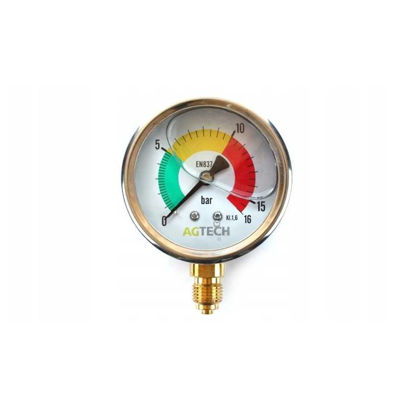 Purkštuvo slėgio matuoklis 0 16 bar 1 4 colių su glicerinu