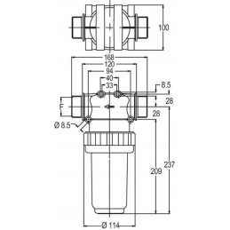 Slėgio filtras 1 1 2 išorinis sriegis 280 l min