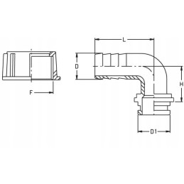 Žarnos jungtis 90 30 mm jungiamajai veržlei 1