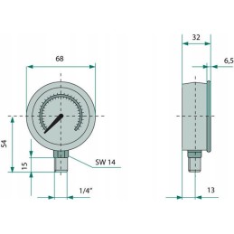 Slėgio matuoklis fi 63 bsp 1 4 dol diapazonas 0 400 bar wika